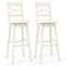 Costway 2 PCS 24"/30" Counter/Bar Height Stool Rubber Wood Swivel Bar Stool with Inclined Backrest Cream